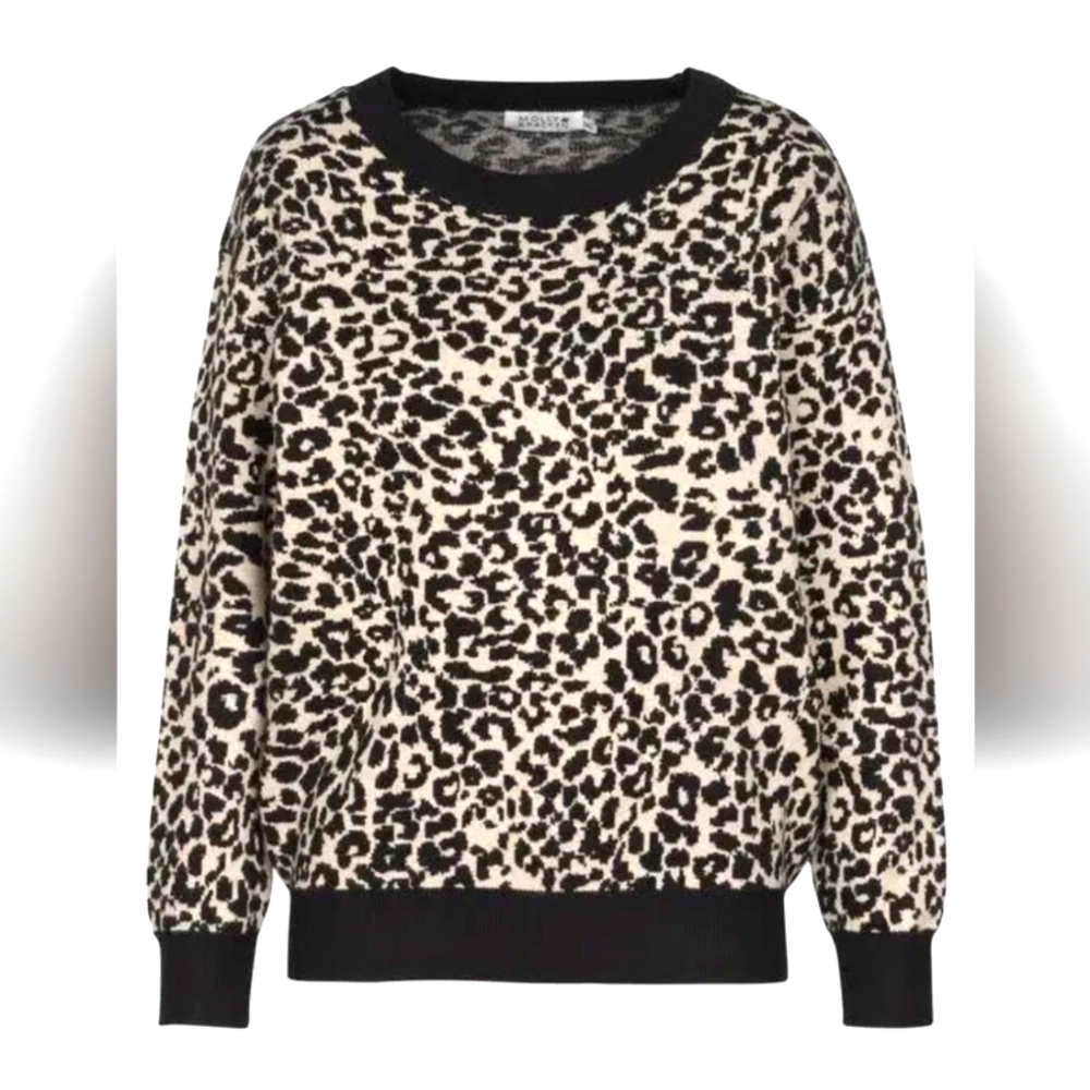 Molly Braken leopard print Black & Tan crew neck sweater size XS/S
